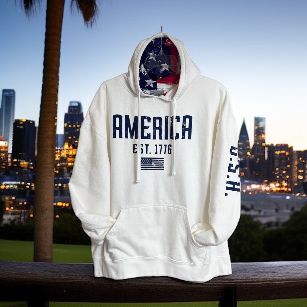 Artisans‎ America Est 1776 Hoodie Pullover Kangaroo Pocket Sweatshirt W/Flaw